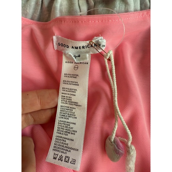 Good American Pink Mesh Tie Wrap Sarong Skirt Swim Cover Up Women's Size 0-4 - Picture 4 of 4